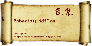 Boberity Nóra névjegykártya